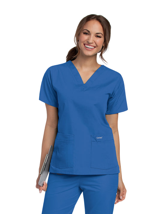 Women's 4-Pocket Durable V-Neck Scrub Top - 8219 - Royal Blue