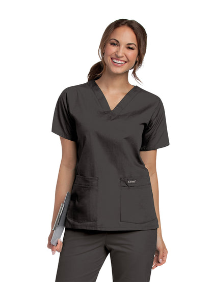 Women's 4-Pocket Durable V-Neck Scrub Top - 8219 - Black