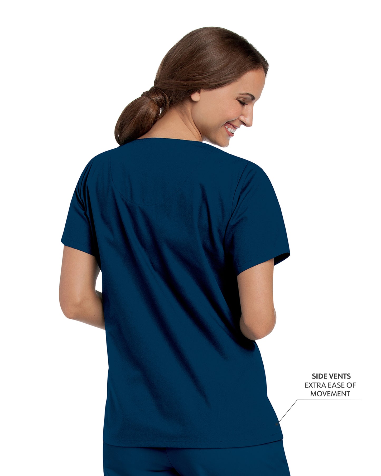 Women's 4-Pocket Durable V-Neck Scrub Top - 8219 - Navy