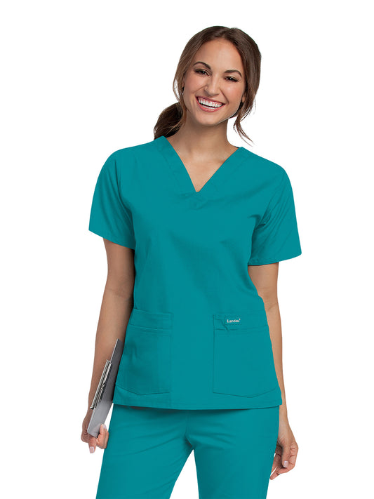 Women's 4-Pocket Durable V-Neck Scrub Top - 8219 - Teal