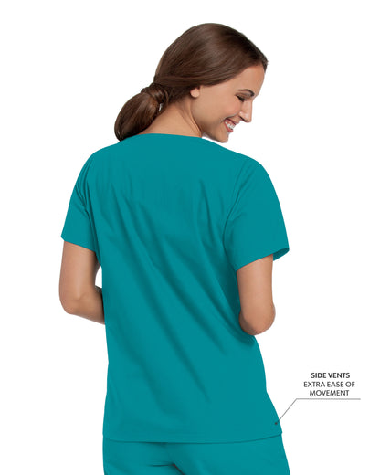 Women's 4-Pocket Durable V-Neck Scrub Top - 8219 - Teal