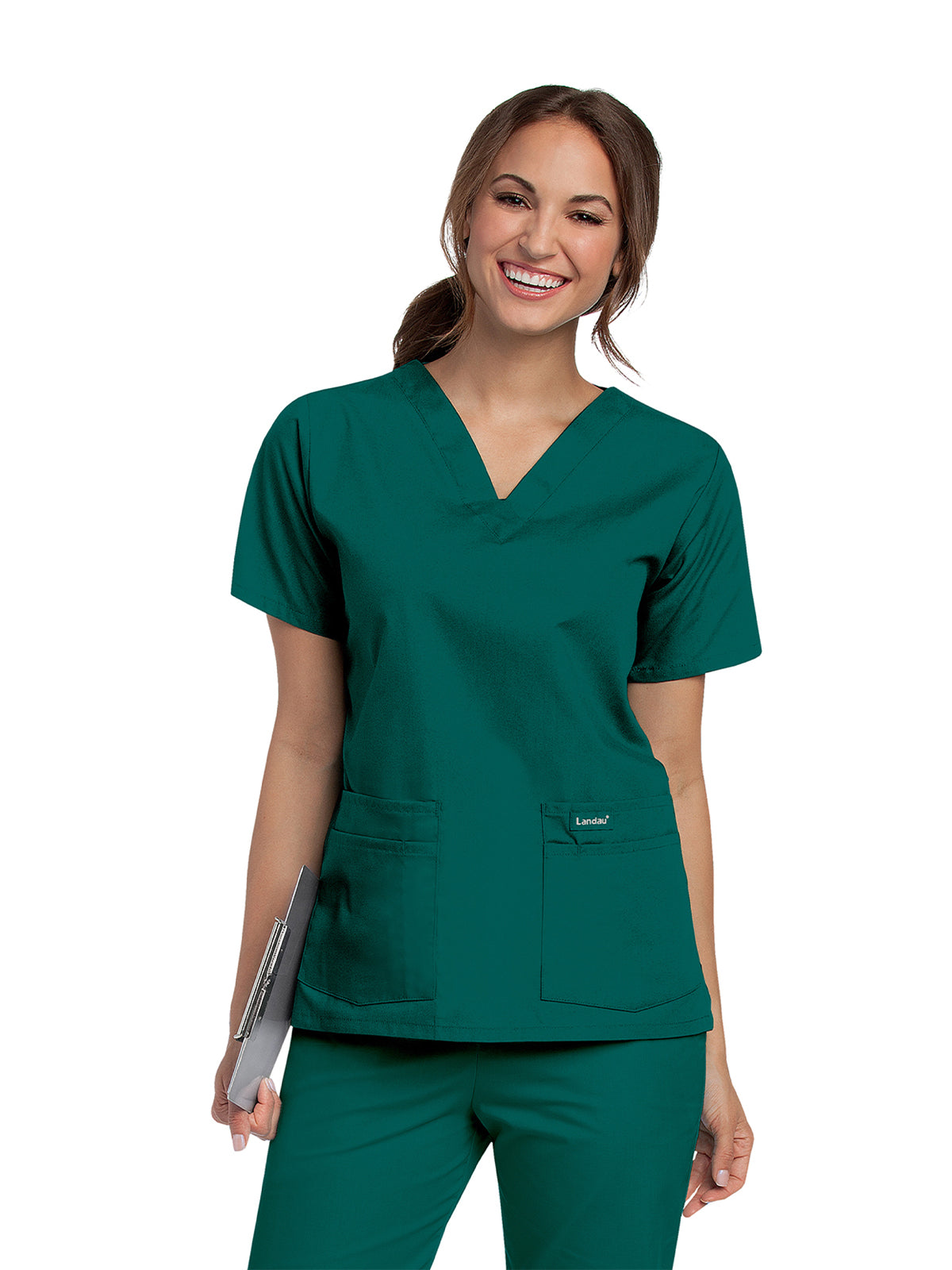 Women's 4-Pocket Durable V-Neck Scrub Top - 8219 - Hunter Green