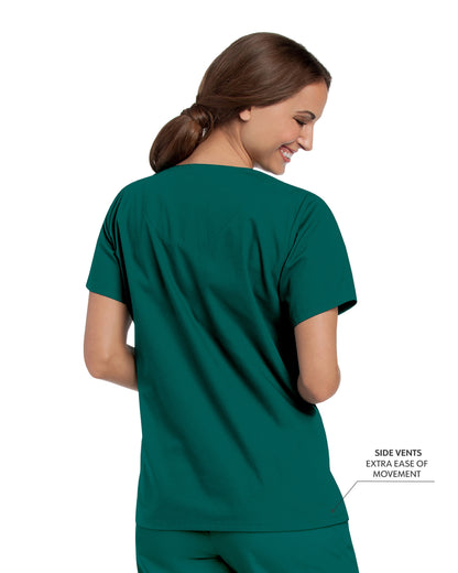 Women's 4-Pocket Durable V-Neck Scrub Top - 8219 - Hunter Green