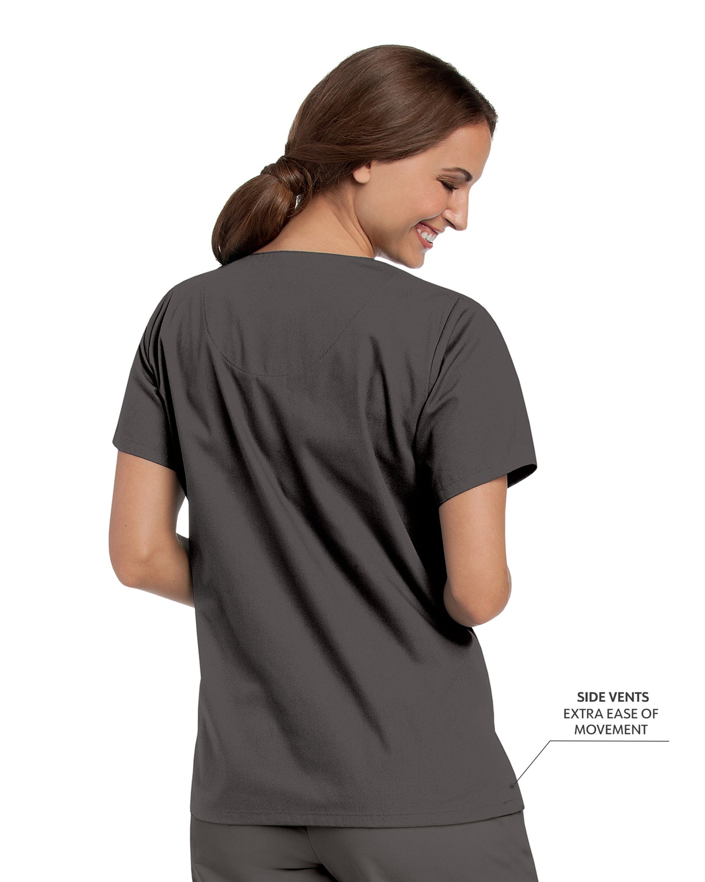 Women's 4-Pocket Durable V-Neck Scrub Top - 8219 - Graphite