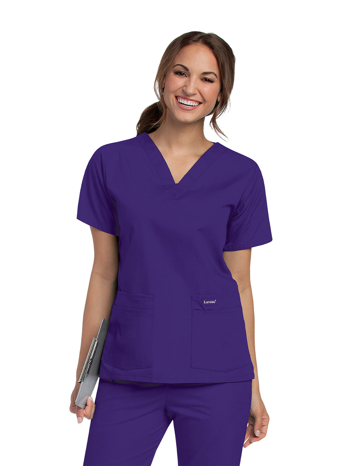 Women's 4-Pocket Durable V-Neck Scrub Top - 8219 - Grape