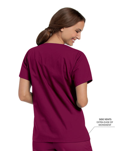 Women's 4-Pocket Durable V-Neck Scrub Top - 8219 - Wine