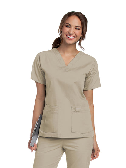 Women's 4-Pocket Durable V-Neck Scrub Top - 8219 - Sandstone