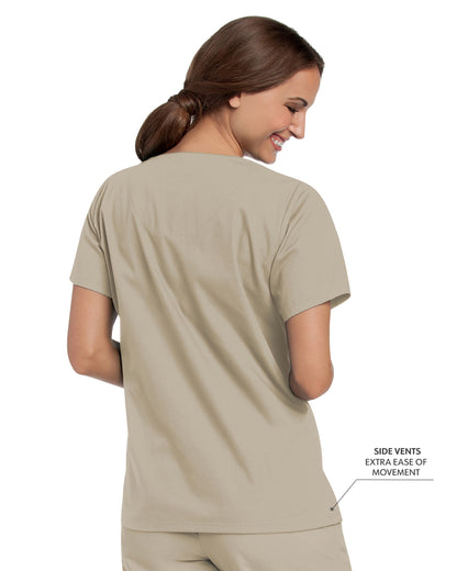 Women's 4-Pocket Durable V-Neck Scrub Top - 8219 - Sandstone