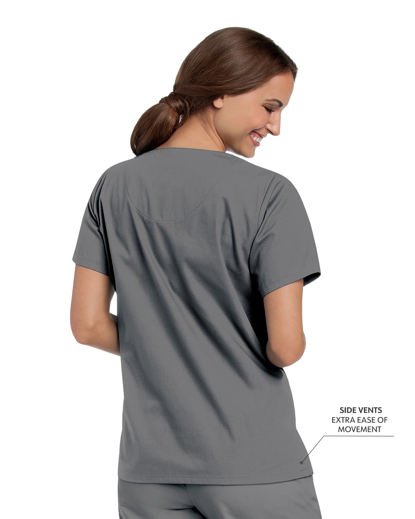 Women's 4-Pocket Durable V-Neck Scrub Top - 8219 - Steel Grey