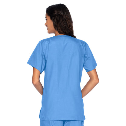 Women's 4-Pocket Snap-Front V-Neck Scrub Top - 8232 - Ceil Blue