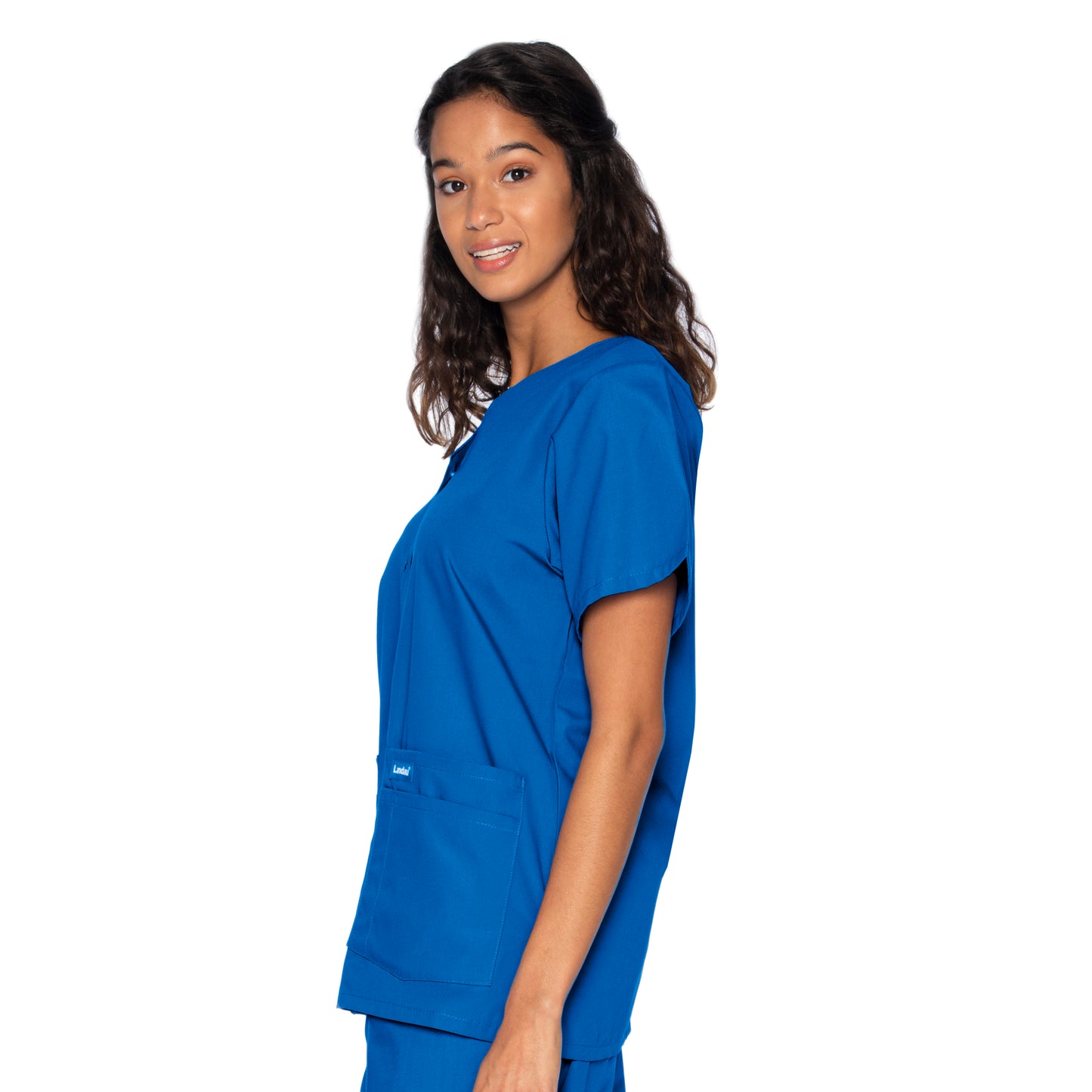 Women's 4-Pocket Snap-Front V-Neck Scrub Top - 8232 - Galaxy Blue