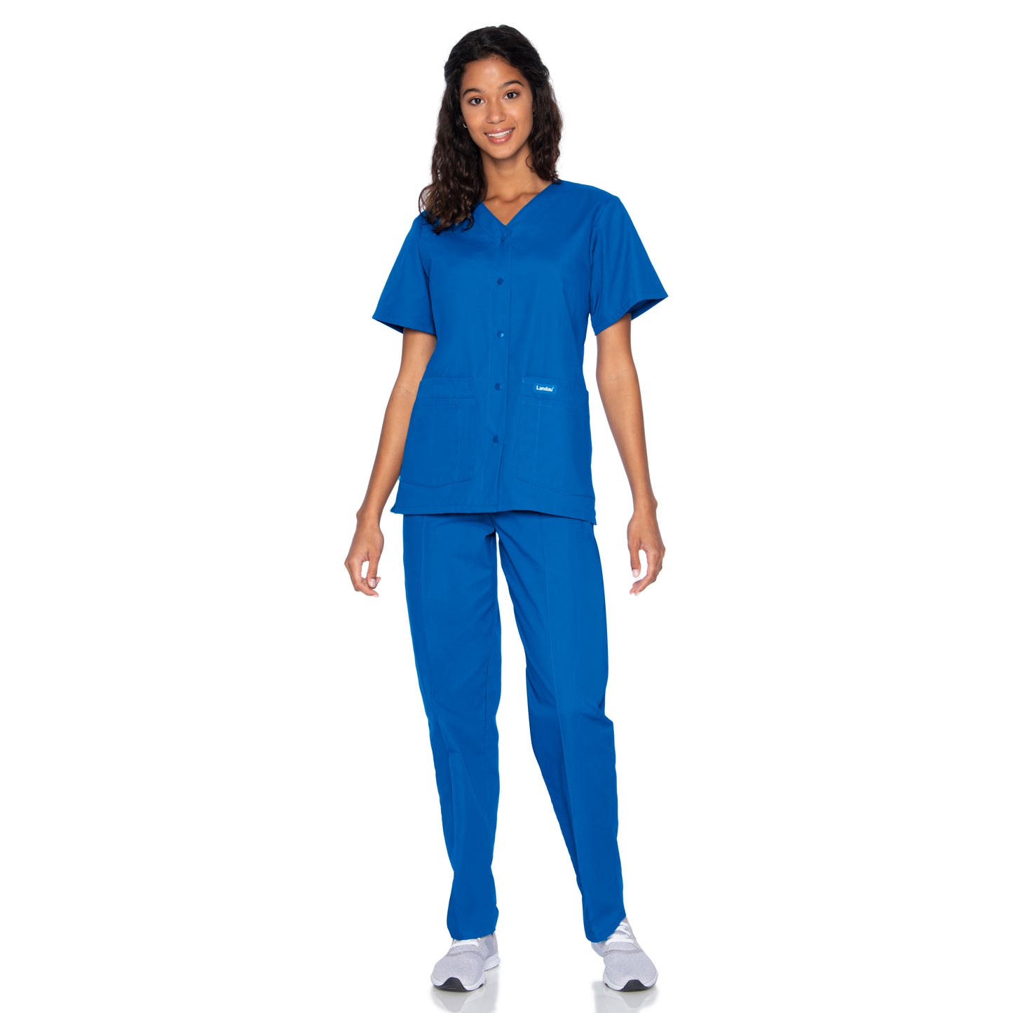 Women's 4-Pocket Snap-Front V-Neck Scrub Top - 8232 - Galaxy Blue