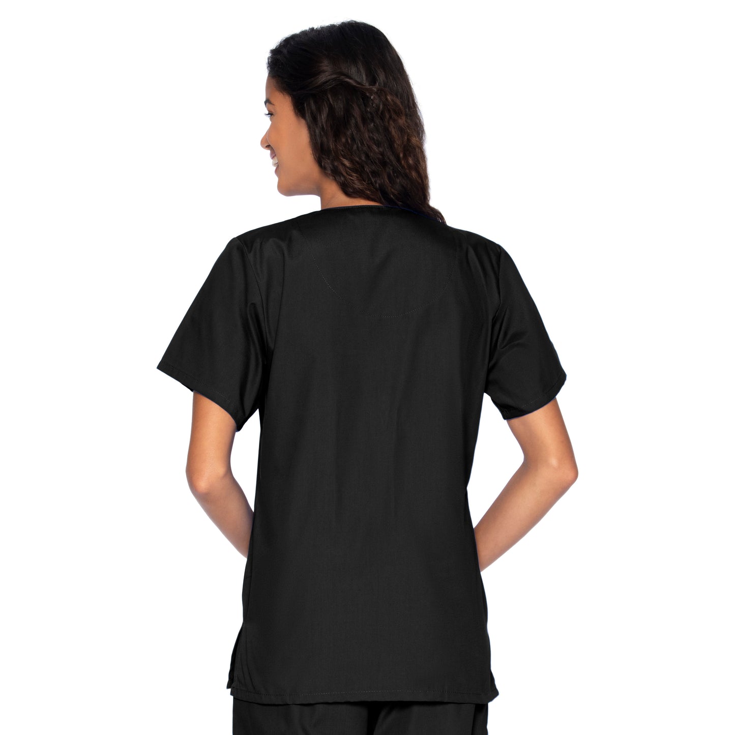 Women's 4-Pocket Snap-Front V-Neck Scrub Top - 8232 - Black