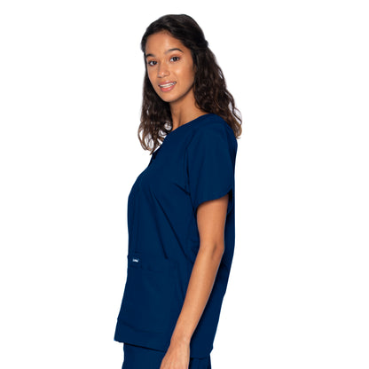 Women's 4-Pocket Snap-Front V-Neck Scrub Top - 8232 - Navy