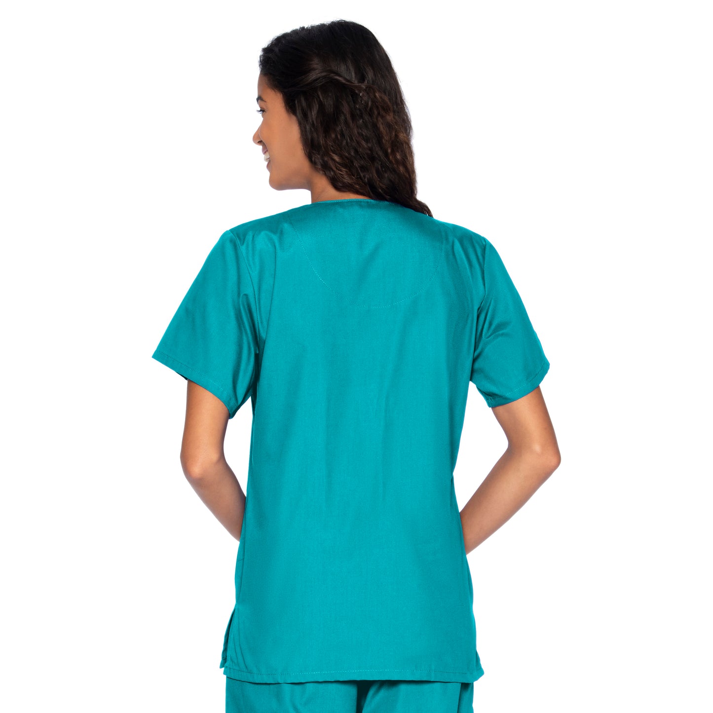 Women's 4-Pocket Snap-Front V-Neck Scrub Top - 8232 - Teal