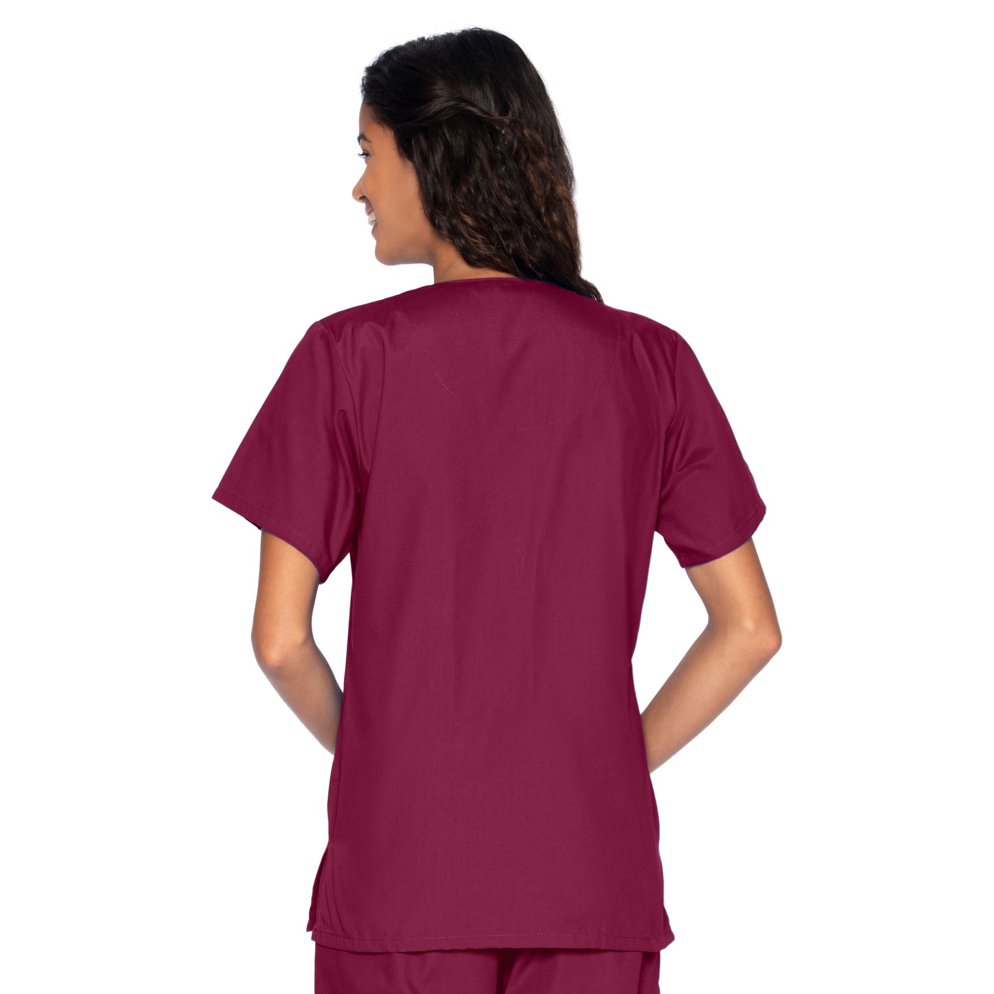 Women's 4-Pocket Snap-Front V-Neck Scrub Top - 8232 - Wine