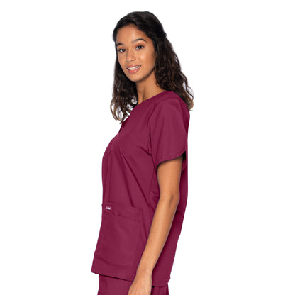 Women's 4-Pocket Snap-Front V-Neck Scrub Top - 8232 - Wine