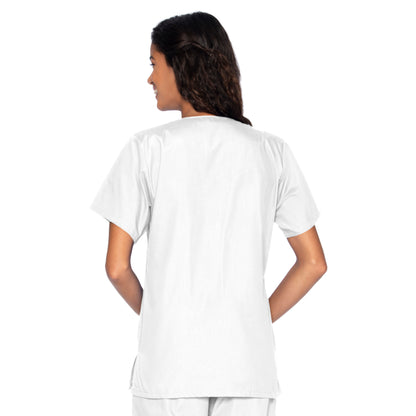 Women's 4-Pocket Snap-Front V-Neck Scrub Top - 8232 - White