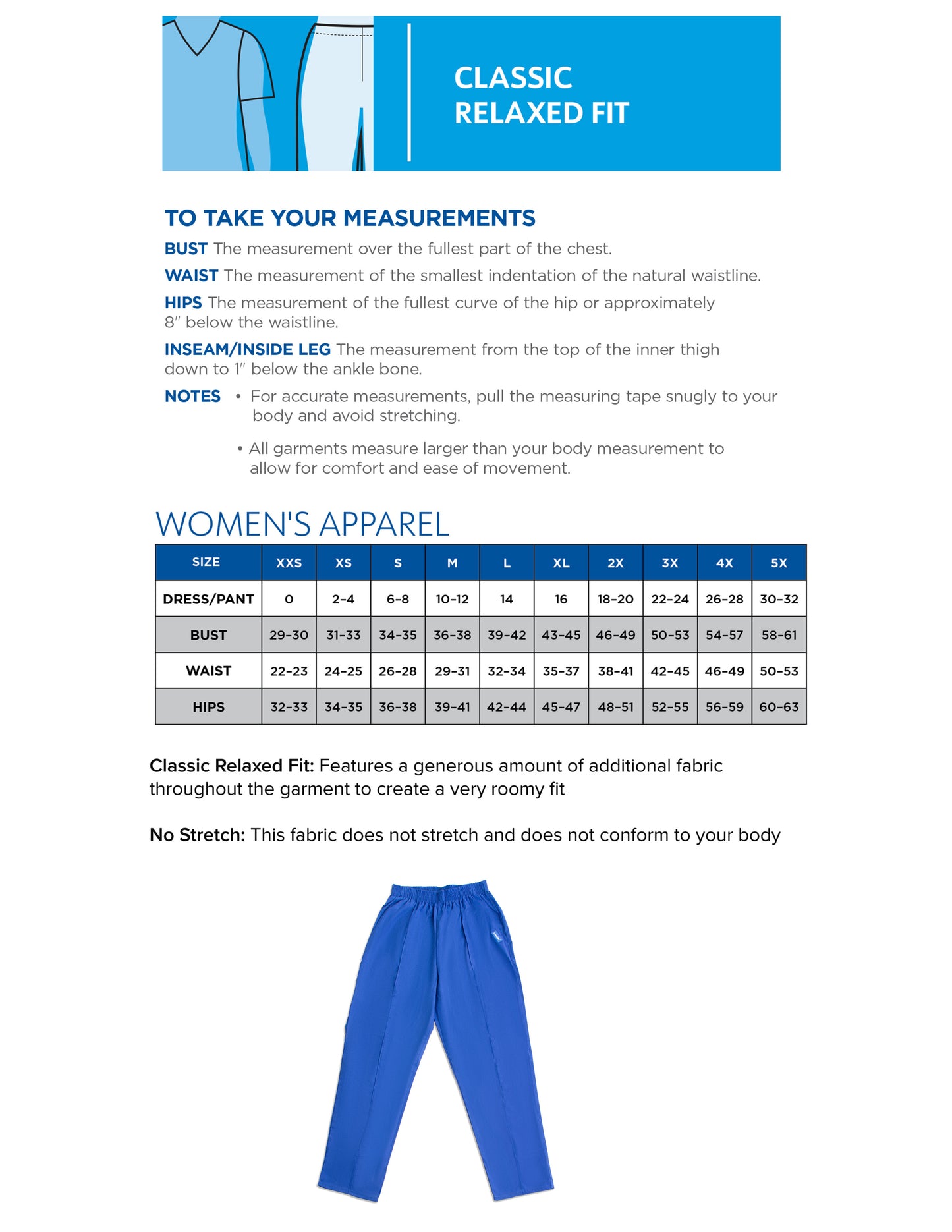 Women's 2-Pocket Tapered-Leg Scrub Pant - 8320 - Royal Blue