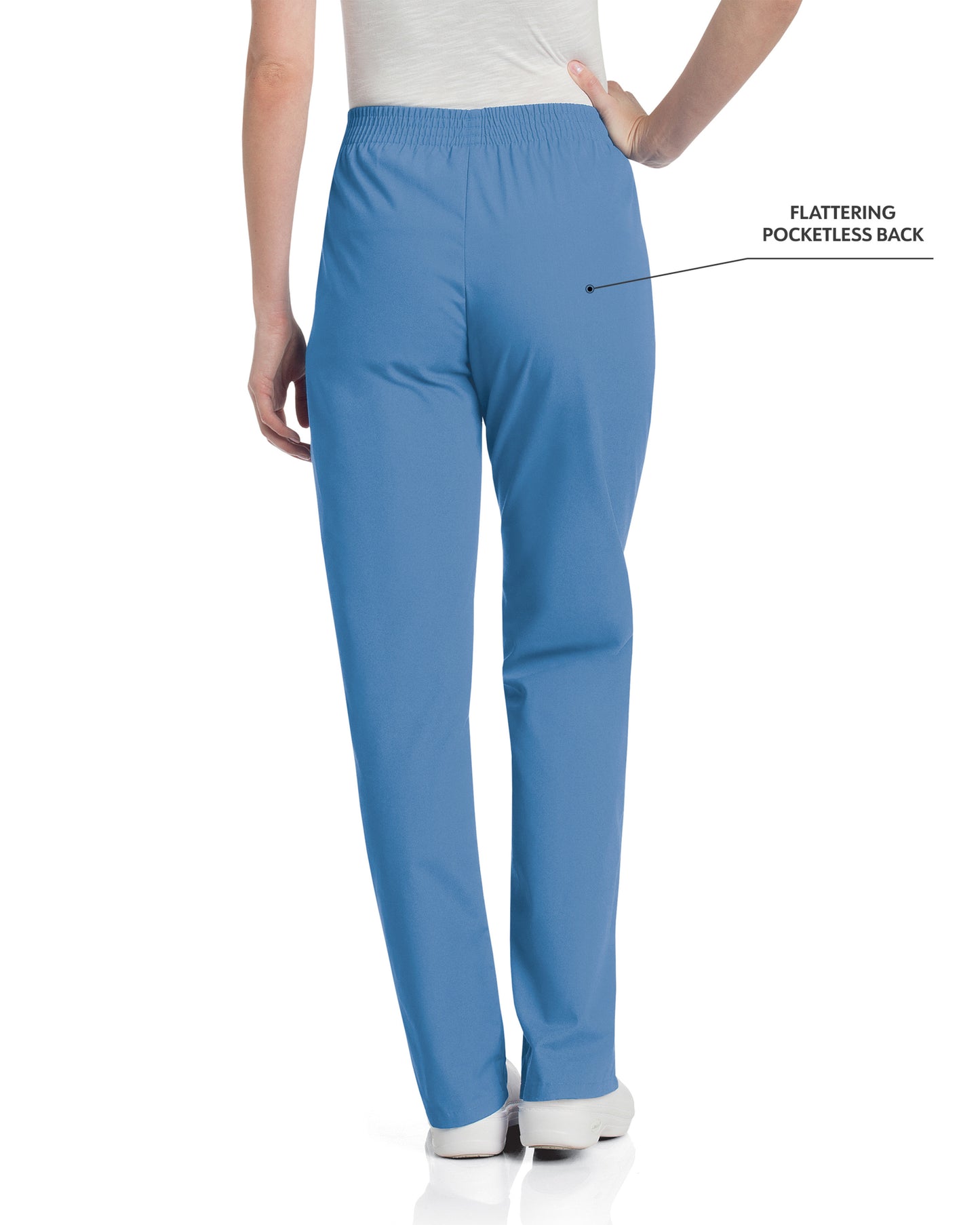 Women's 2-Pocket High-Rise Elastic Waist Straight Leg Scrub Pant - 8327 - Ceil Blue