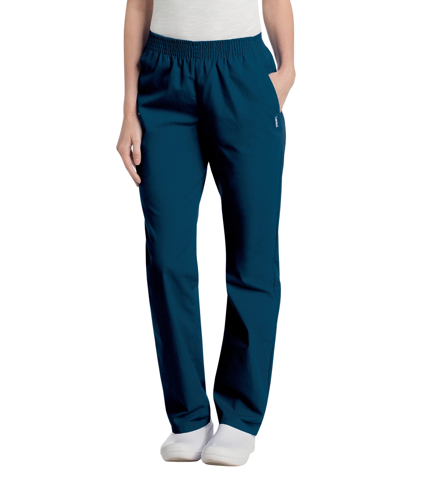 Women's Two-Pocket High-Rise Elastic Waist Straight Leg Pant - 8327 - Navy