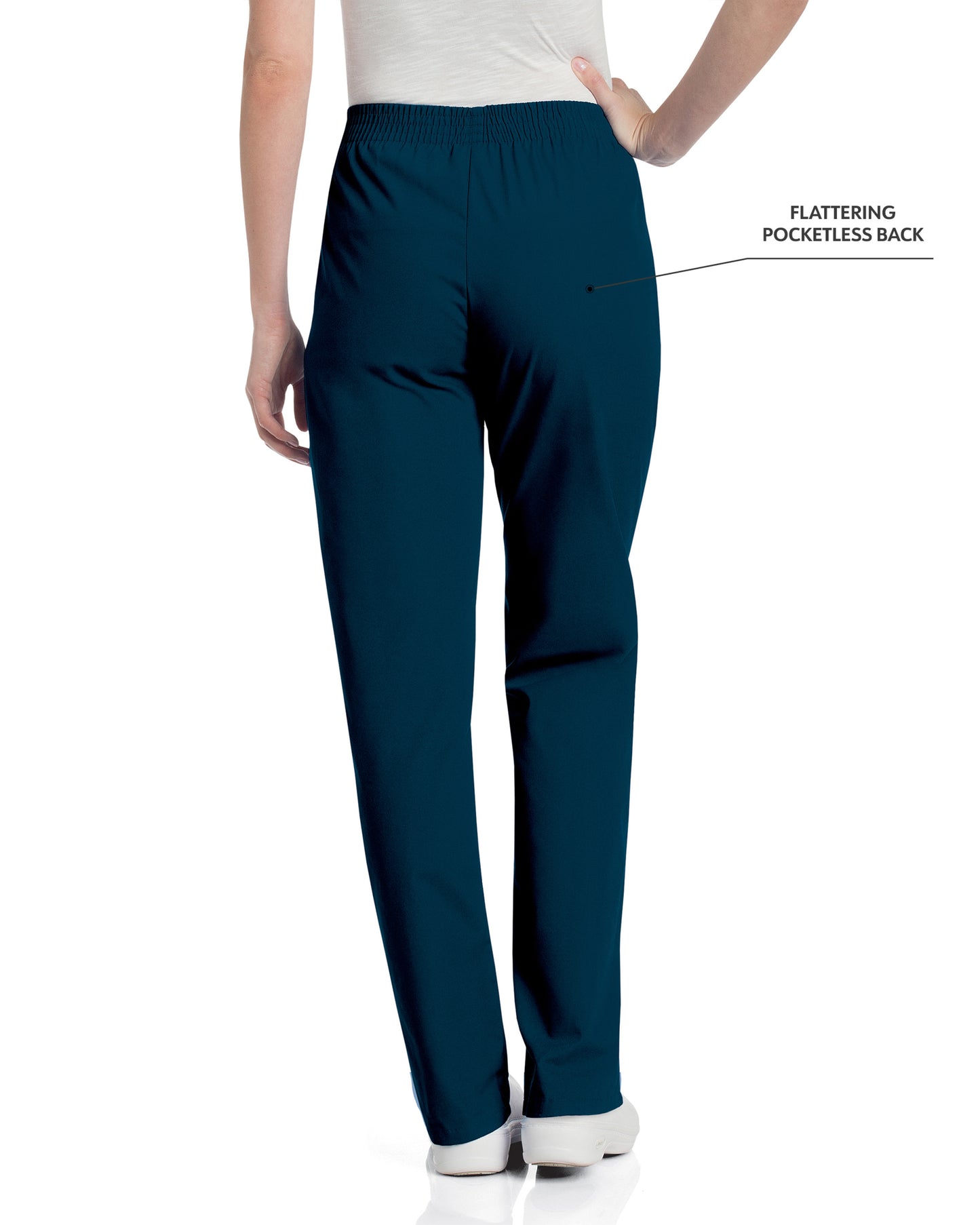 Women's 2-Pocket High-Rise Elastic Waist Straight Leg Scrub Pant - 8327 - Navy