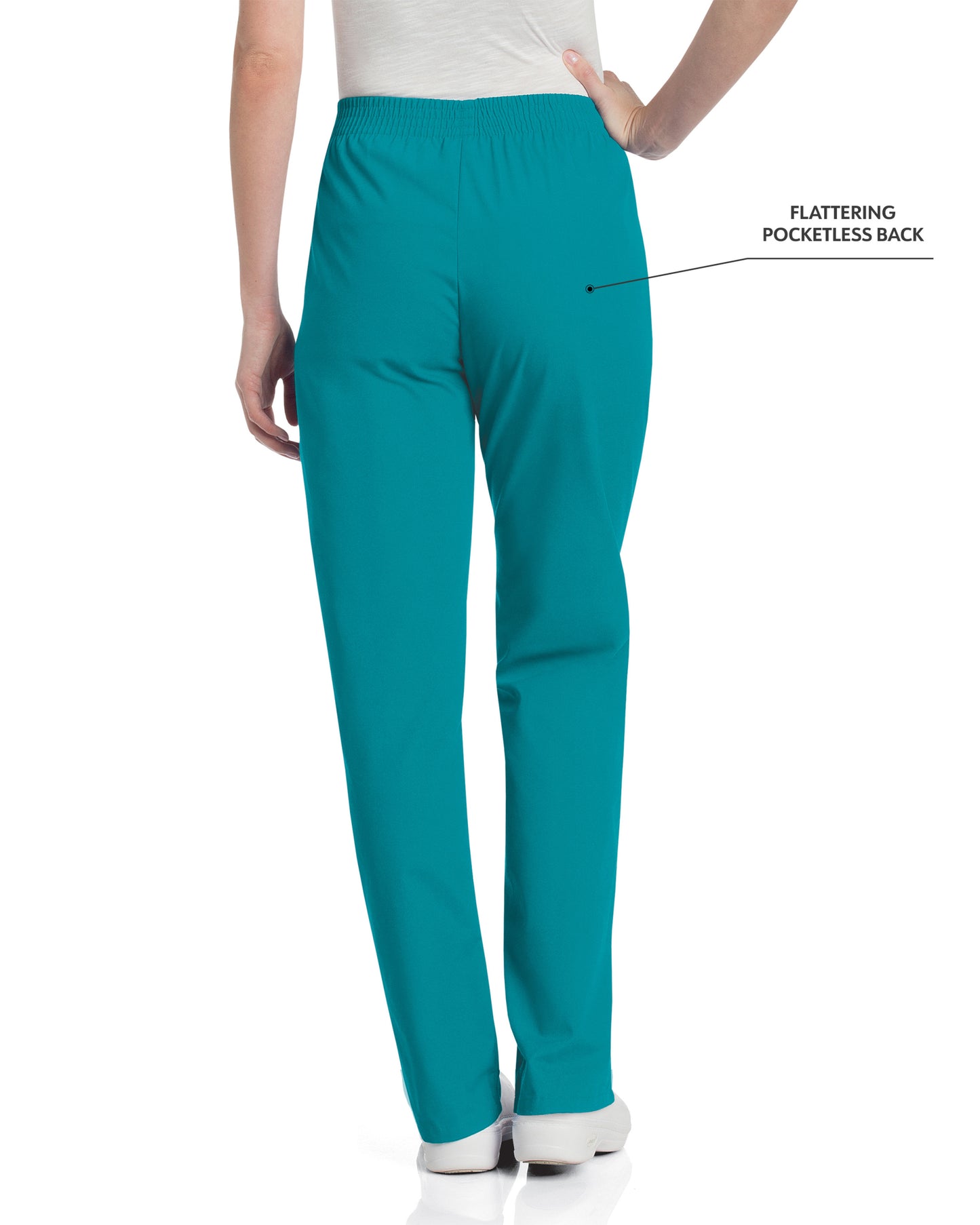 Women's 2-Pocket High-Rise Elastic Waist Straight Leg Scrub Pant - 8327 - Teal