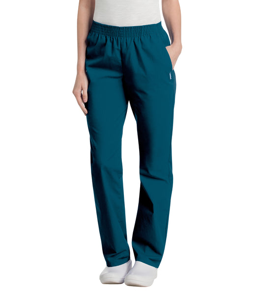 Women's 2-Pocket High-Rise Elastic Waist Straight Leg Scrub Pant - 8327 - Caribbean Blue