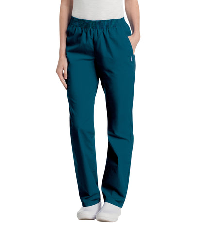 Women's Two-Pocket High-Rise Elastic Waist Straight Leg Pant - 8327 - Caribbean Blue