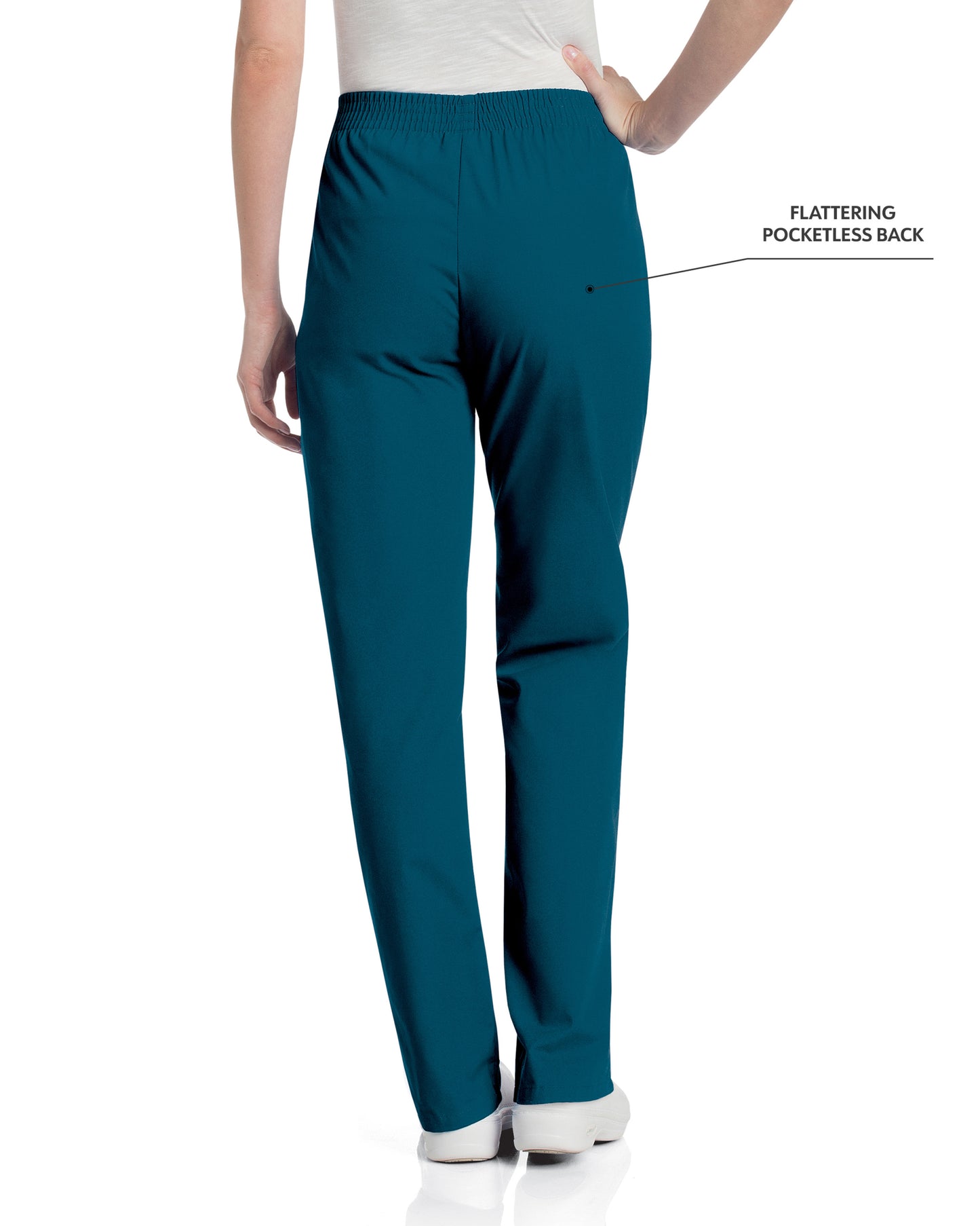 Women's 2-Pocket High-Rise Elastic Waist Straight Leg Scrub Pant - 8327 - Caribbean Blue