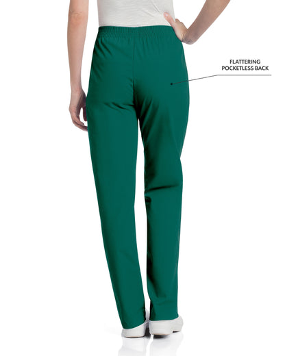 Women's 2-Pocket High-Rise Elastic Waist Straight Leg Scrub Pant - 8327 - Hunter Green