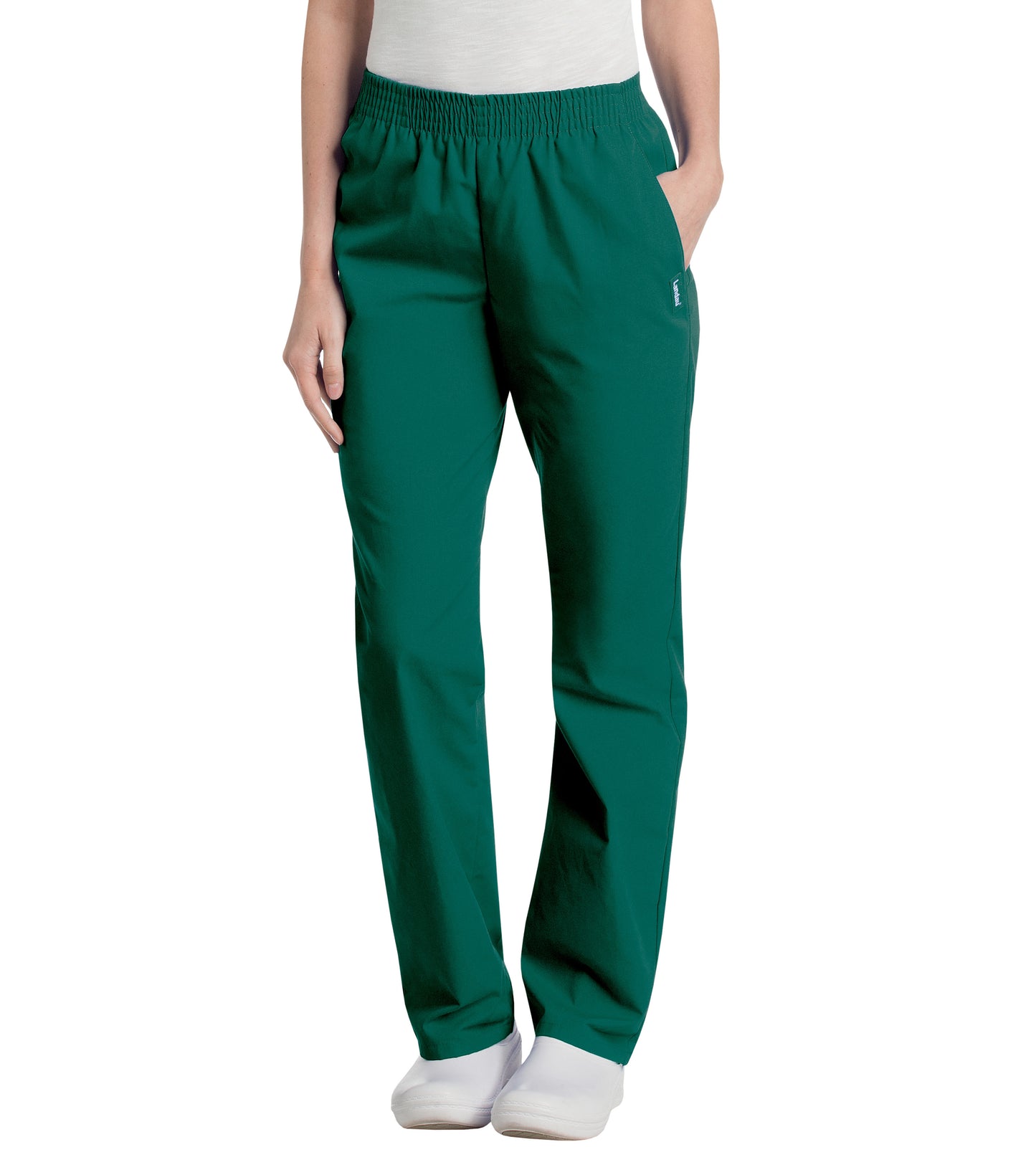 Women's Two-Pocket High-Rise Elastic Waist Straight Leg Pant - 8327 - Hunter Green
