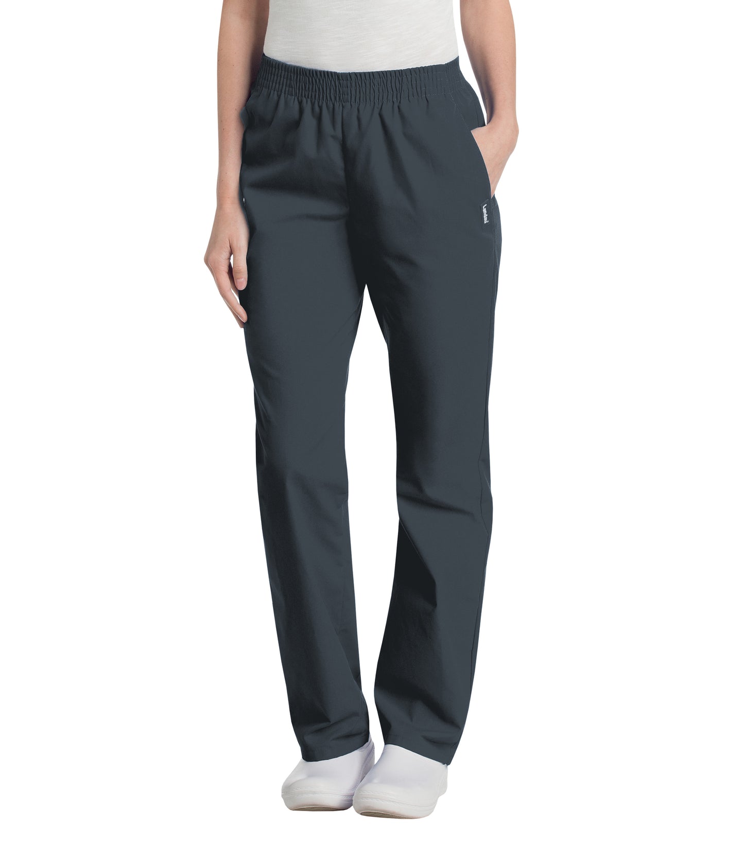Women's Two-Pocket High-Rise Elastic Waist Straight Leg Pant - 8327 - Graphite