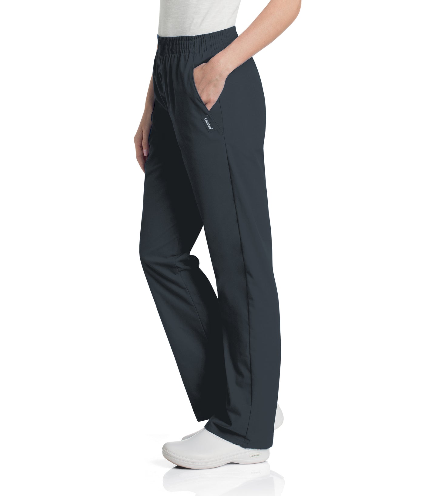 Women's 2-Pocket High-Rise Elastic Waist Straight Leg Scrub Pant - 8327 - Graphite