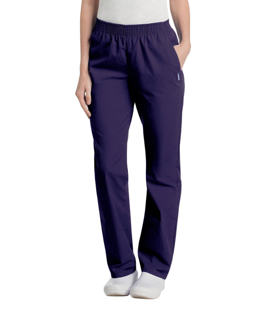 Women's 2-Pocket High-Rise Elastic Waist Straight Leg Scrub Pant - 8327 - Grape