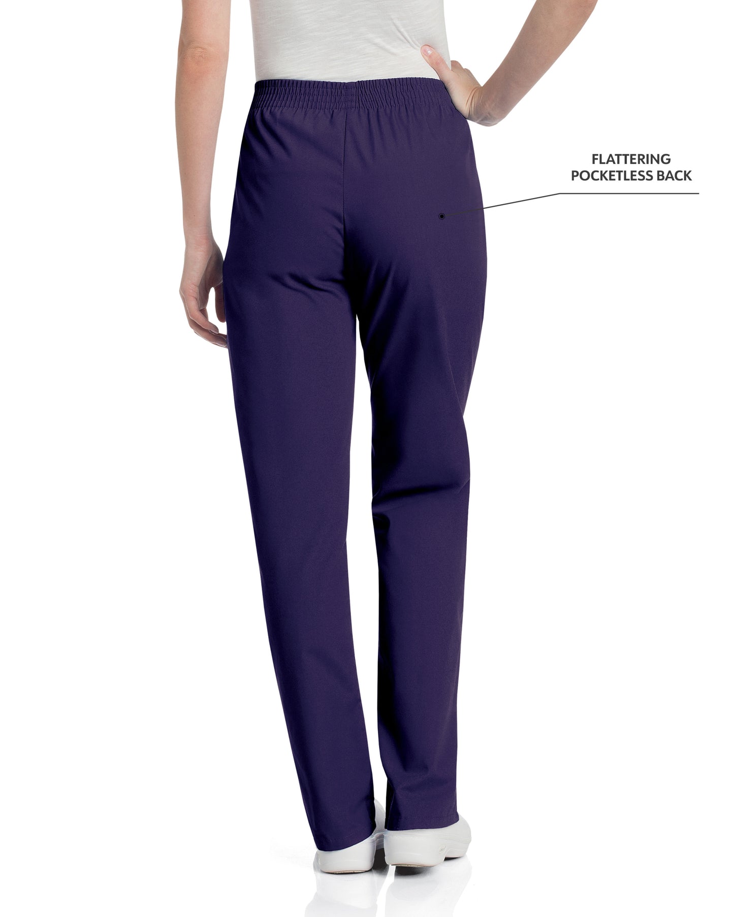 Women's 2-Pocket High-Rise Elastic Waist Straight Leg Scrub Pant - 8327 - Grape