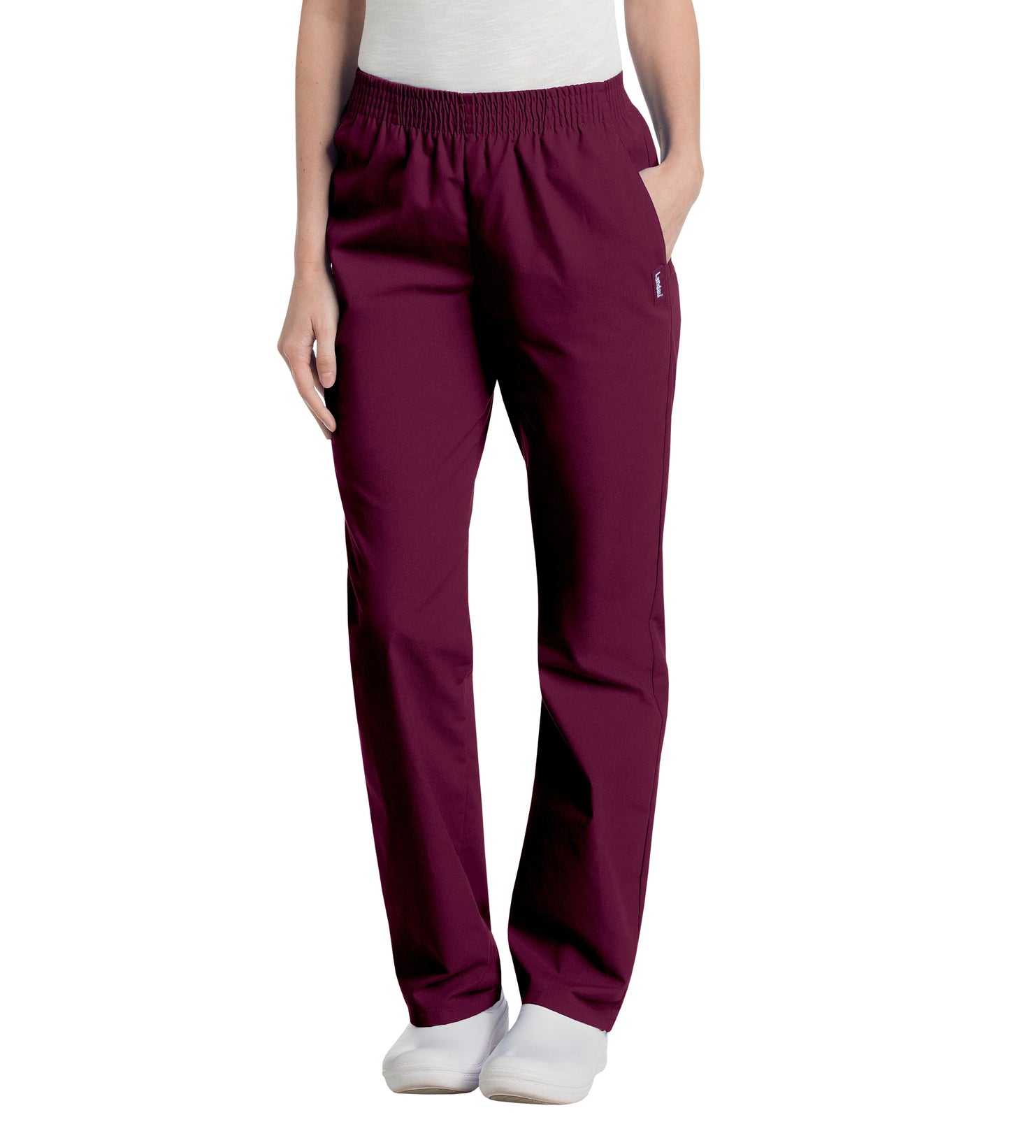 Women's Two-Pocket High-Rise Elastic Waist Straight Leg Pant - 8327 - Wine