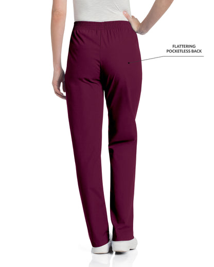 Women's 2-Pocket High-Rise Elastic Waist Straight Leg Scrub Pant - 8327 - Wine