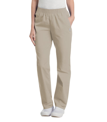 Women's Two-Pocket High-Rise Elastic Waist Straight Leg Pant - 8327 - Sandstone