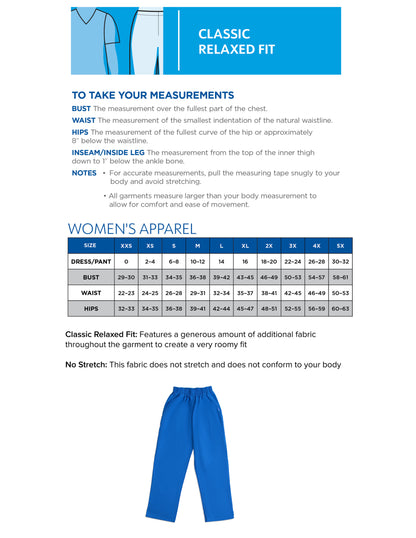 Women's 2-Pocket High-Rise Elastic Waist Straight Leg Scrub Pant - 8327 - Royal Blue