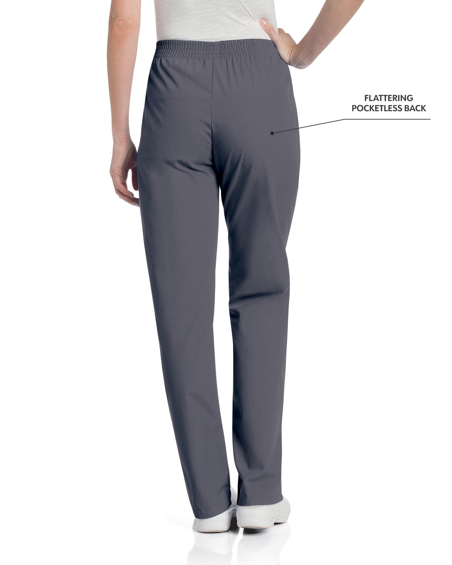 Women's 2-Pocket High-Rise Elastic Waist Straight Leg Scrub Pant - 8327 - Steel Grey