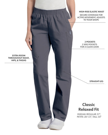 Women's 2-Pocket High-Rise Elastic Waist Straight Leg Scrub Pant - 8327 - Steel Grey