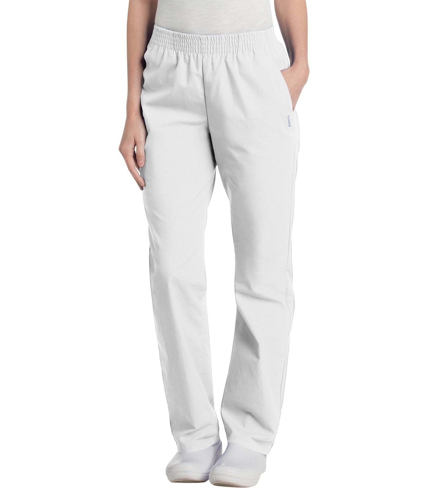 Women's Two-Pocket High-Rise Elastic Waist Straight Leg Pant - 8327 - White