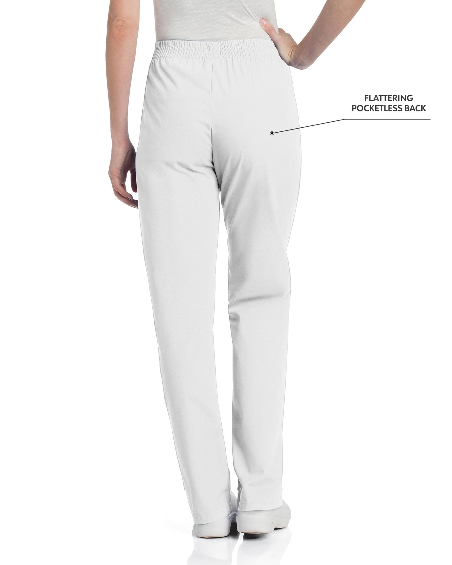 Women's 2-Pocket High-Rise Elastic Waist Straight Leg Scrub Pant - 8327 - White