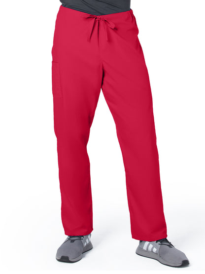 Unisex 2-Pocket High Rise Waist Straight Leg Scrub Pant - 85221 - Red