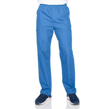 Men's 7-Pocket High-Rise Elastic Waist Cargo Scrub Pant - 8555 - Ceil Blue