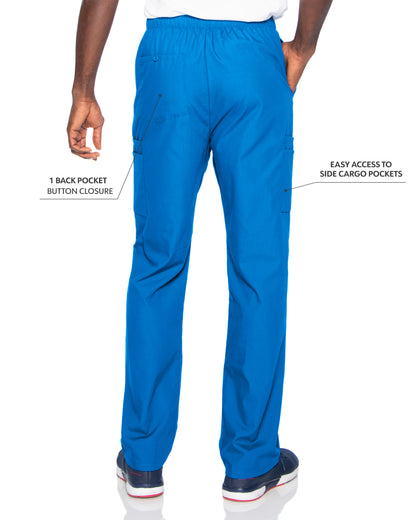 Men's 7-Pocket High-Rise Elastic Waist Cargo Scrub Pant - 8555 - Royal Blue