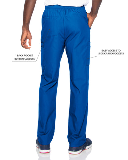 Men's 7-Pocket High-Rise Elastic Waist Cargo Scrub Pant - 8555 - Galaxy Blue