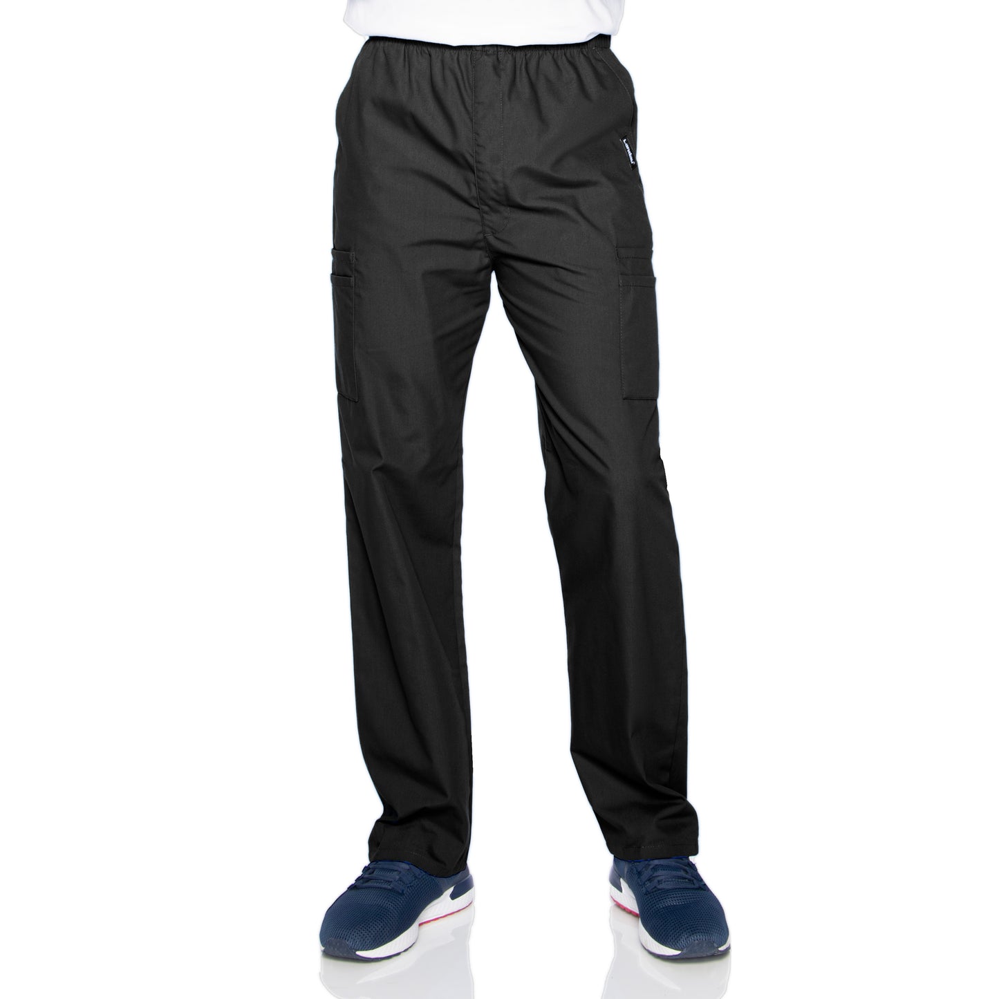 Men's 7-Pocket High-Rise Elastic Waist Cargo Scrub Pant - 8555 - Black