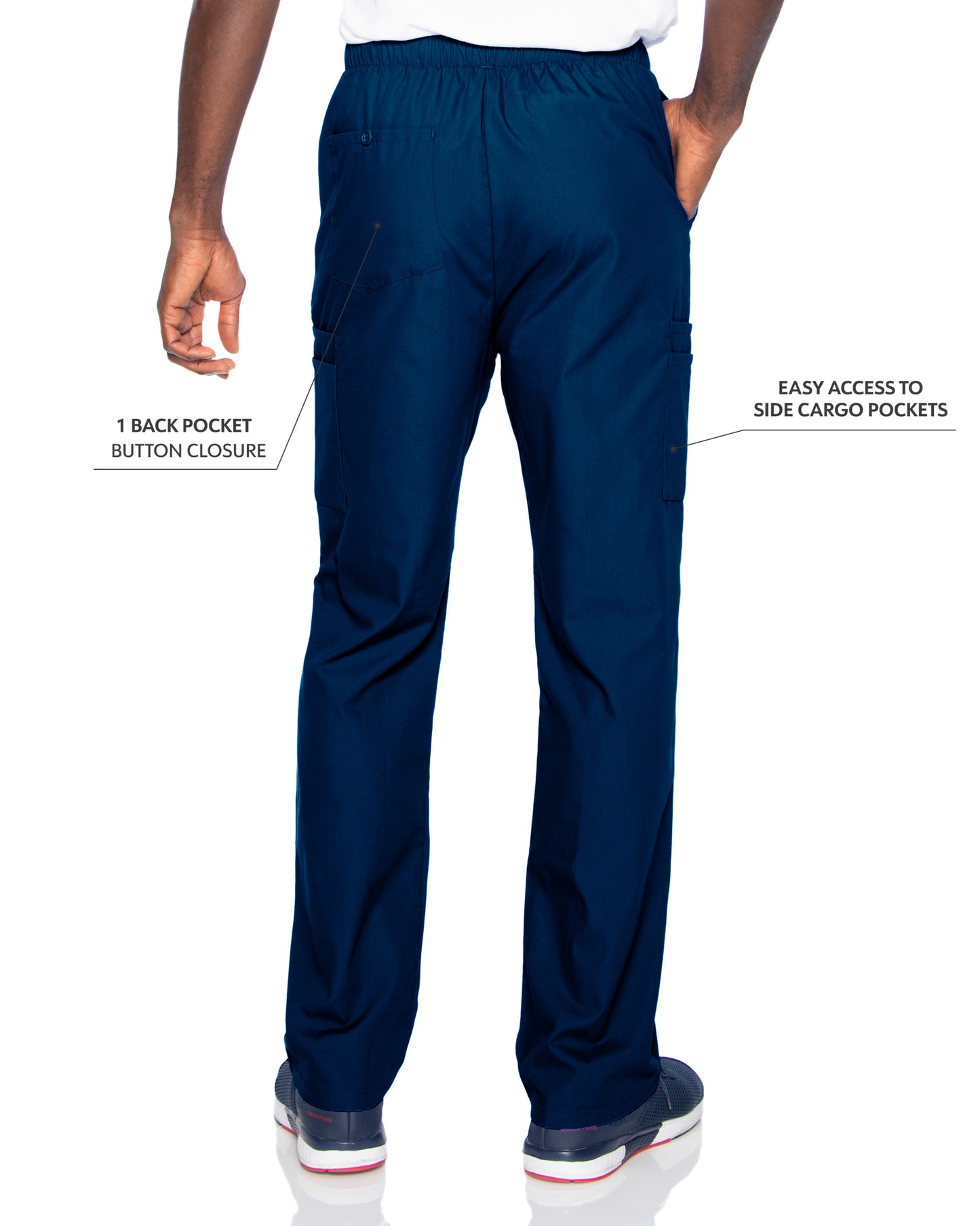 Men's 7-Pocket High-Rise Elastic Waist Cargo Scrub Pant - 8555 - Navy